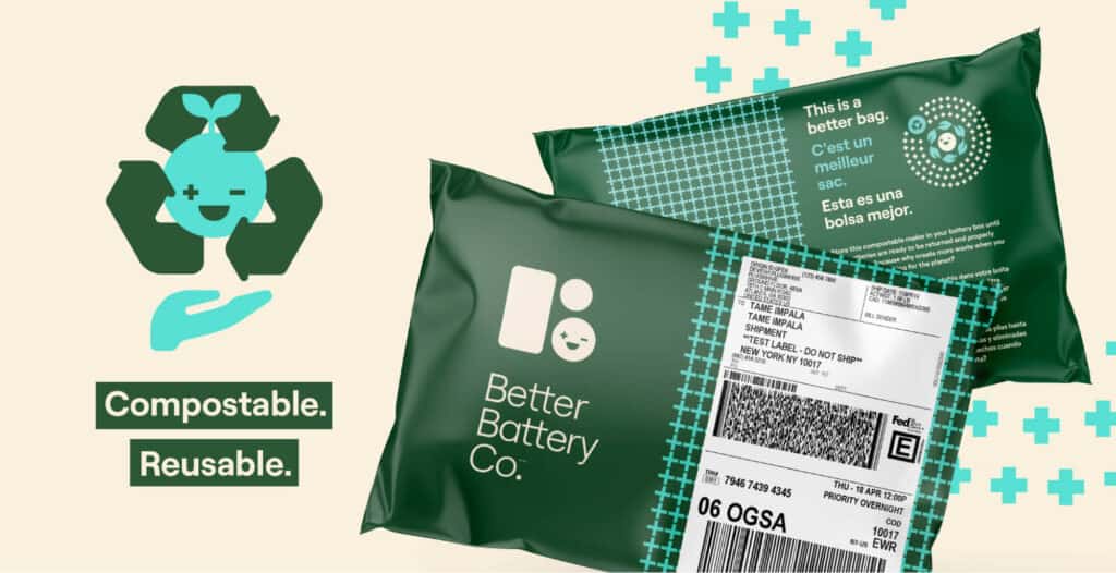 The Better Battery polymailer packaging design